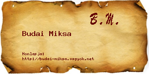 Budai Miksa névjegykártya